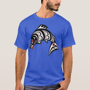 T-shirt Côte du Pacifique Nord-Ouest Saumon artistique haï