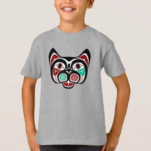 T-shirt Côte Pacifique Nord-Ouest Rouge Blanc Haida Kitty