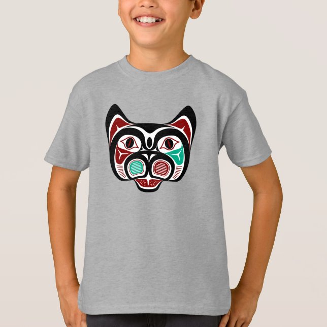 T-shirt Côte Pacifique Nord-Ouest Rouge Blanc Haida Kitty (Devant)