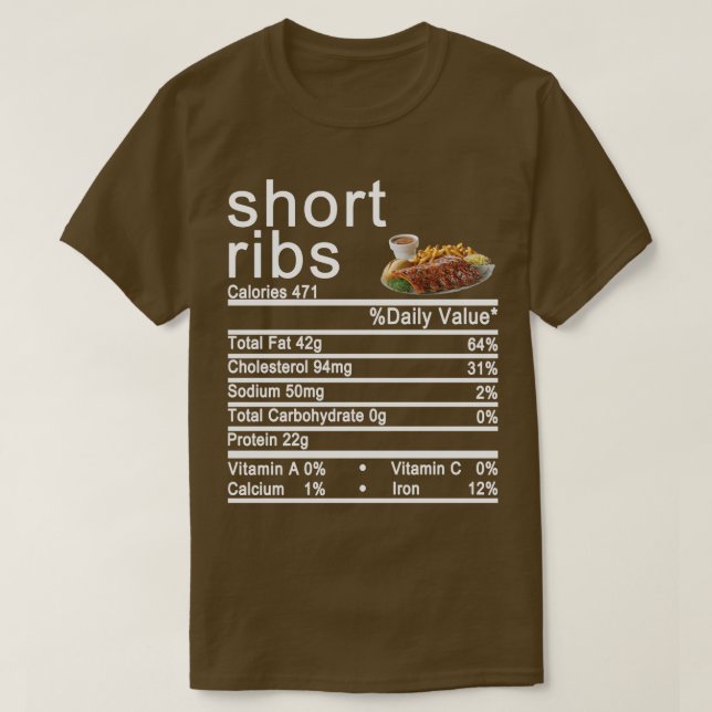 T-shirt côtes courtes étiquette de la valeur nutritive (Design devant)