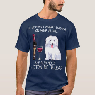 T-shirt Coton de Tulear and wine Funny dog