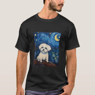 T-shirt Coton de Tulear Chien drôle Artiste Van Gogh Chien