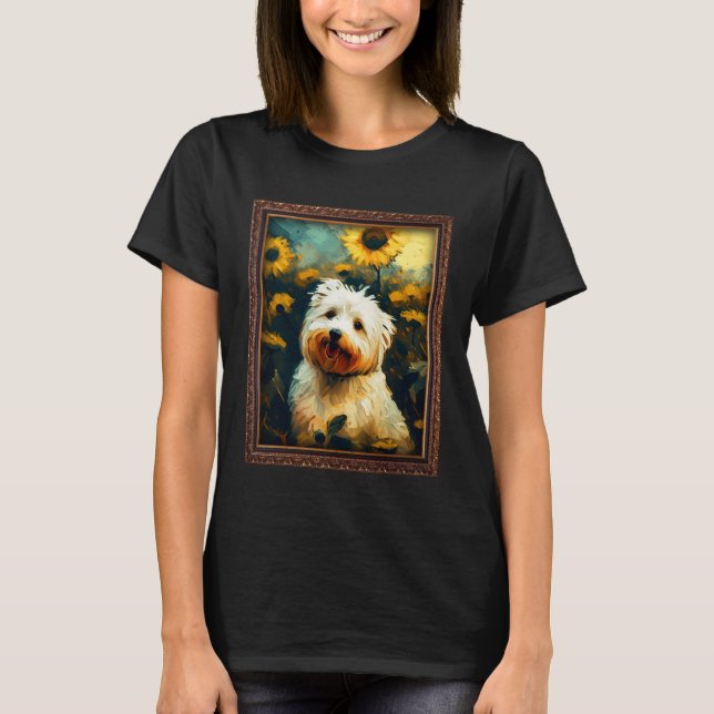 T-shirt Coton De Tulear Painting Sunflower Flower Mom Wome (Devant)