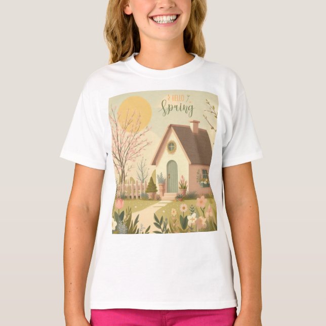 T-shirt Cottage fleuri/printanier (Devant)