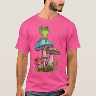 T-shirt Cottagecore Esthétique Champignons Grenouilles