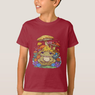 T-shirt Cottagecore Fleurs de grenouilles Champignons