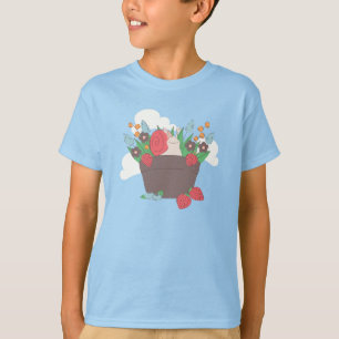 T-shirt cottagecore fraises escargots jardin