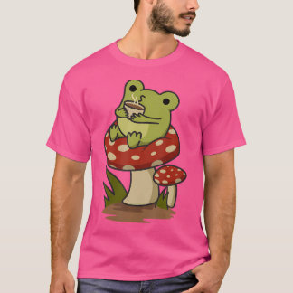 T-shirt Cottagecore Grenouille esthétique Boire Thé De Caf