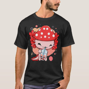 T-shirt Cottagecore Kawaii Anime Axolotl Boba Tea avec mus