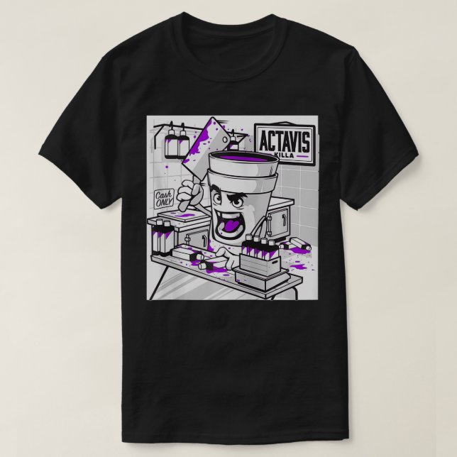 T-shirt Cotte Double Coupe Styrofoam Purple Drank Cou (Design devant)