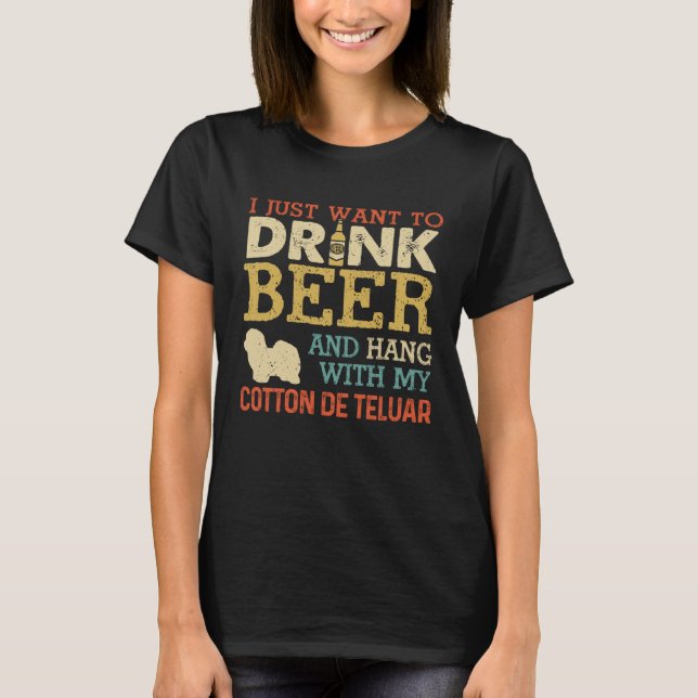 T-shirt Cotton De Teluar Dad Drink Beer Hang With Dog  Vin (Devant)