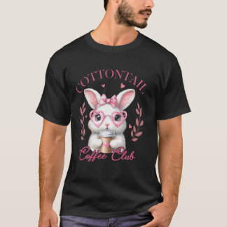 T-shirt Cottontail Coffee Club Lapin de Pâques Mignon