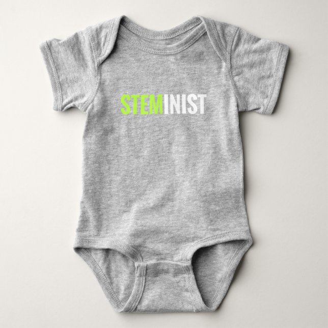 T-shirt Cou-V ajusté STEMinist (Lime/Blanc) (Devant)