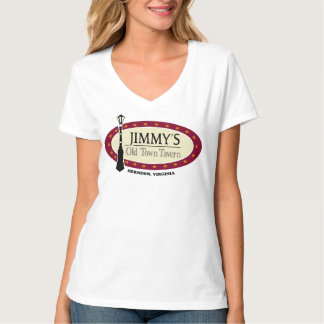 T-shirt Cou V féminin blanc court