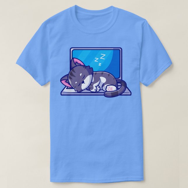 T-shirt Couchage de chats mignon sur le dessin de portable (Design devant)
