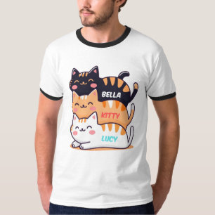 T-shirt Couché de chat mignon l'un sur l'autre