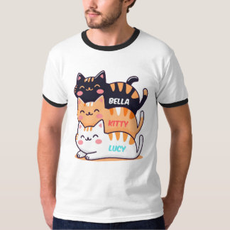 T-shirt Couché de chat mignon l'un sur l'autre