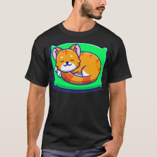 T-shirt Couché De Chat Sur Un Dessin Coussin1