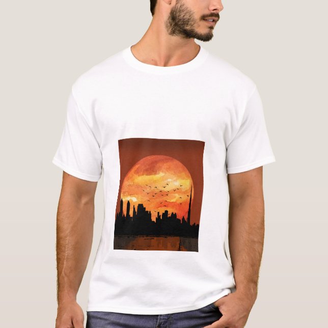 T-shirt couché de soleil jaune (Devant)