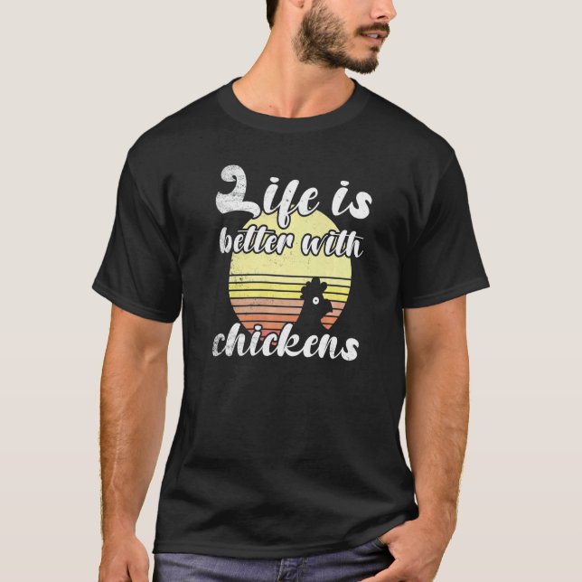 T-shirt Couché de soleil poulet effronté meilleure vie dic (Devant)