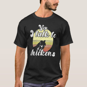 T-shirt Couché de soleil poulet effronté Ouais je parle au