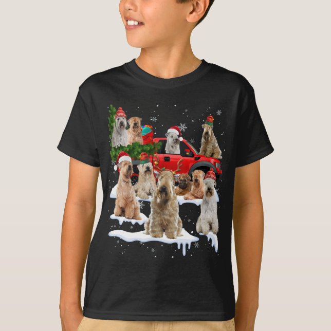 T-shirt Couché doux Roue Terrier Rouge Camion Noël Tr (Devant)
