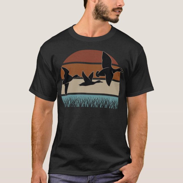 T-shirt Coucher de canard Retro Sunset pour chasseur bul (Devant)