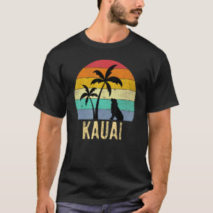 T-shirt Coucher de soleil à Kauai Hawaï Palmiers Vintage E