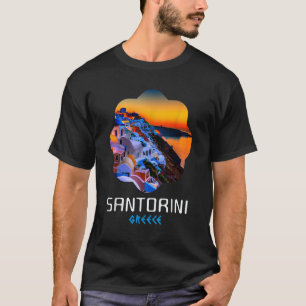 T-shirt Coucher De Soleil À Santorin Peinture Grèce