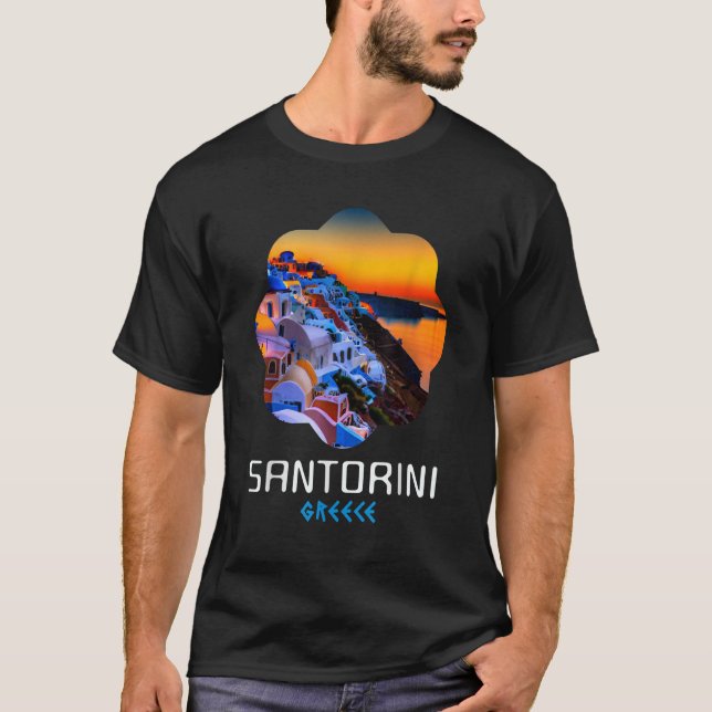 T-shirt Coucher De Soleil À Santorin Peinture Grèce (Devant)