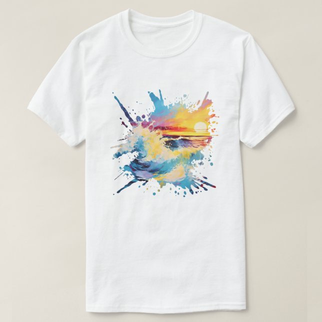 T-shirt Coucher de soleil Abstrait coloré (Design devant)