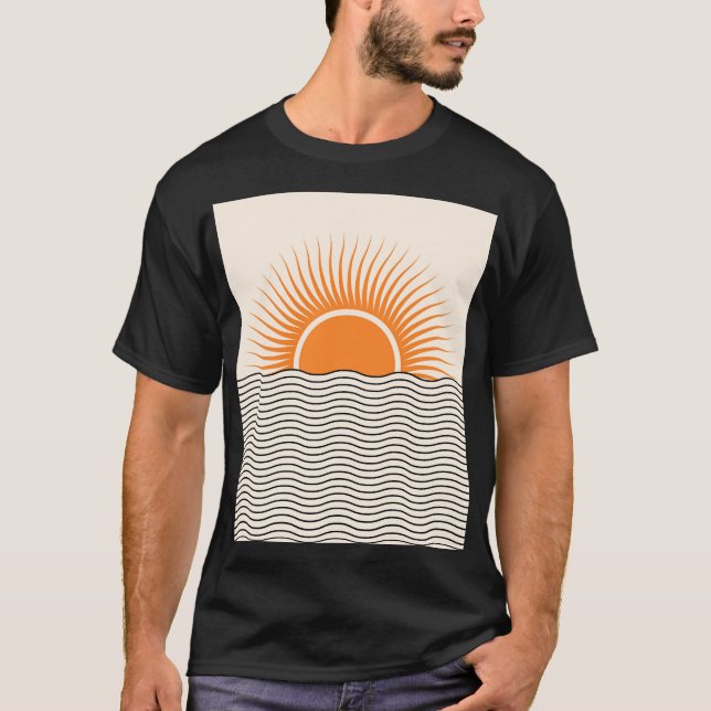 T-shirt Coucher de soleil Abstrait : décoration boho géomé (Devant)
