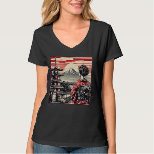 T-shirt Coucher de soleil Art japonais vintage Mont Fuji F