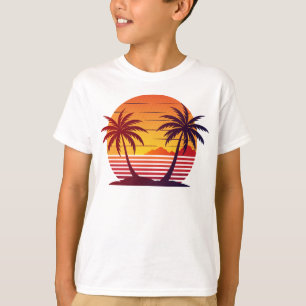 T-shirt Coucher de soleil avec palmiers Vector 