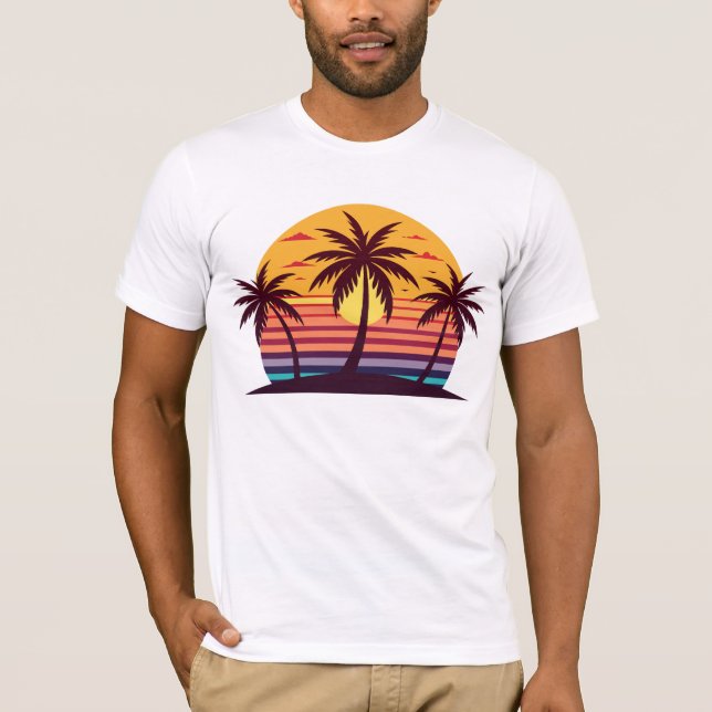 T-shirt Coucher de soleil avec palmiers Vector-98801 (Devant)