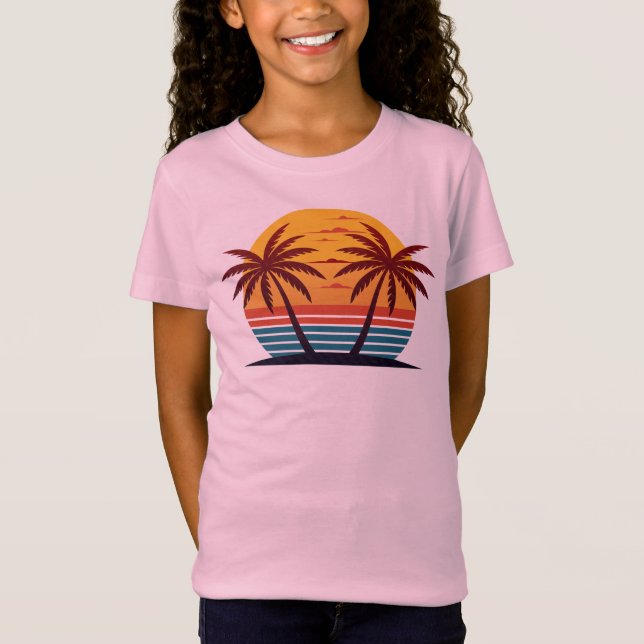 T-Shirt Coucher de soleil avec palmiers Vector-98802 (Devant)
