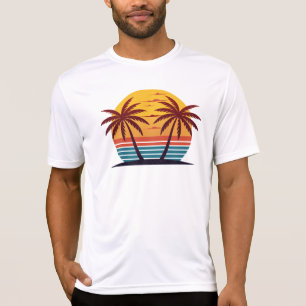 T-shirt Coucher de soleil avec palmiers Vector-98802