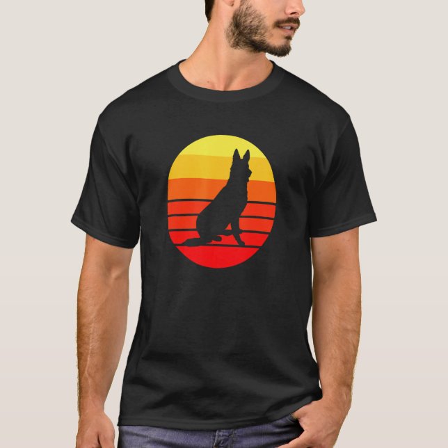 T-shirt Coucher de soleil berger allemand (Devant)