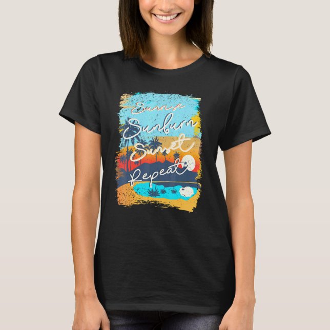 T-shirt Coucher de soleil Coucher de soleil Répéter Retro  (Devant)