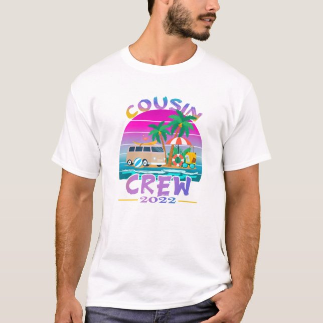 T-shirt Coucher de soleil Cousin Crew Vacation 2022 Beach  (Devant)