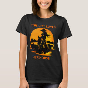 T-shirt Coucher De Soleil Cowgirl Horse Rider Cute Girl Ho