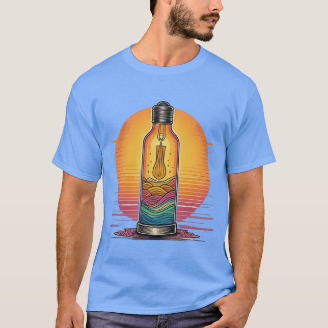 T-shirt Coucher de soleil dans une ampoule (Devant)