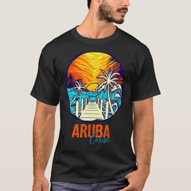 T-shirt Coucher de soleil d'Aruba Correspondance vacances  (Devant)