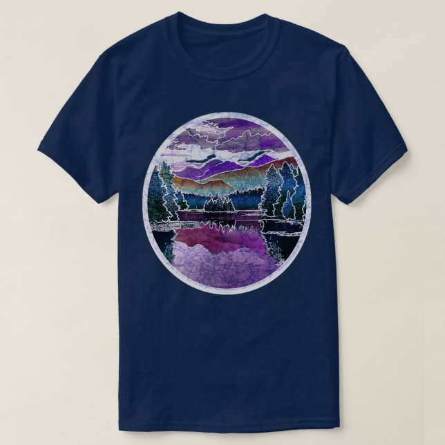 T-shirt Coucher de soleil d'automne Adirondack Mounts Lac  (Design devant)