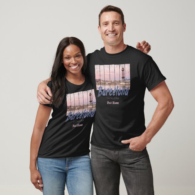 T-shirt coucher de soleil de Barcelone Catalogne Skyline E (Unisexe)