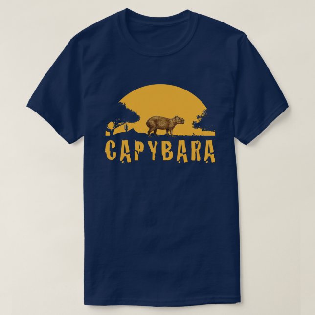 T-shirt Coucher de soleil de Capybara (Design devant)