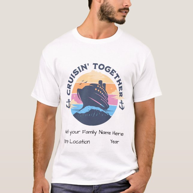 T-shirt Coucher de soleil de croisière en famille PERSONNA (Devant)