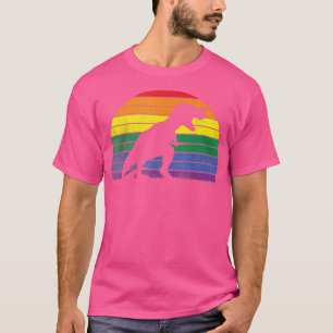 T-shirt Coucher de soleil de Dinosaure lesbienne Gay pride