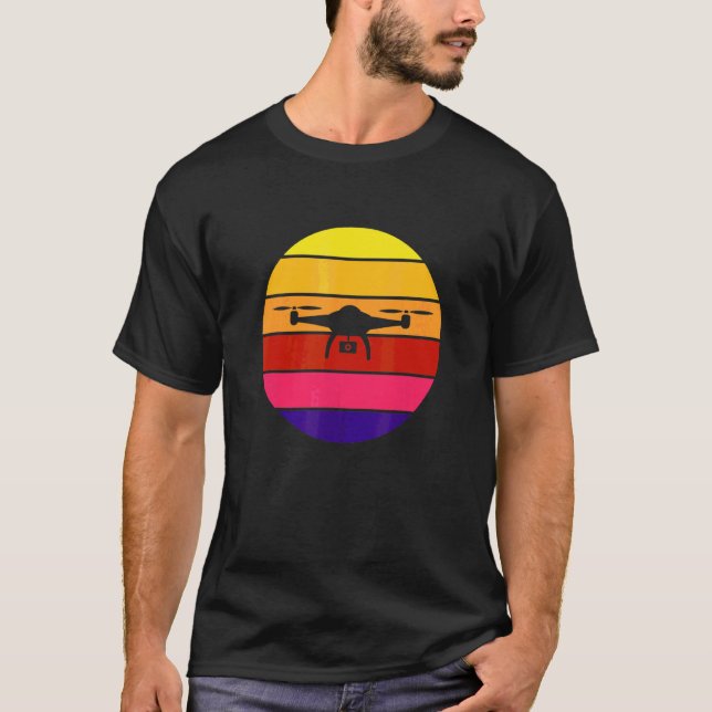 T-shirt Coucher de soleil de drone des années 80 (Devant)