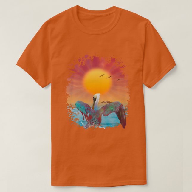 T-SHIRT COUCHER DE SOLEIL DE L'ÎLE DES PÉLICANS (Design devant)